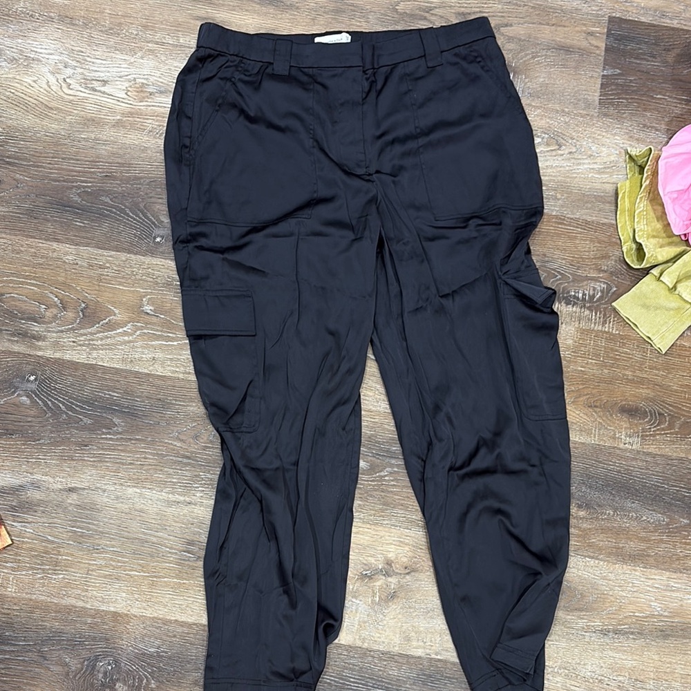 Black Cargo Silk Pants